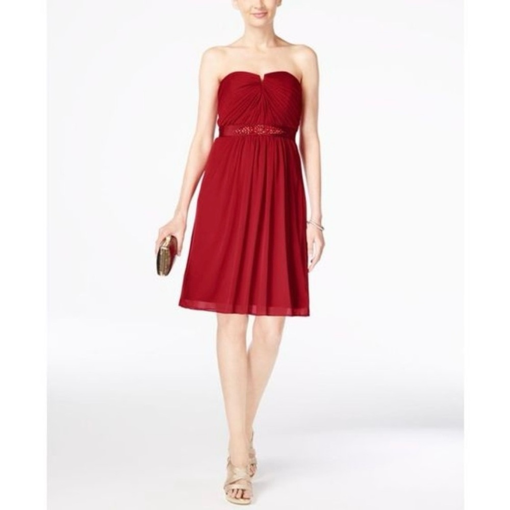 NWT Adrianna Papell Red Strapless Dress